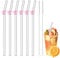 6 PCS Glass Straws Drinking, Reusable Bent Straws with Cleaning Brush, Clear Glass Straw with Bows for Smoothie Milk Coffee Coctail Water Juice (6)