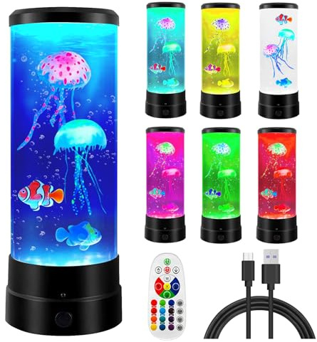 PORFOYO Quallen Lampe, Lavalampe Quallen, Runde Jellyfish Lamp, Quallen Aquarium Lampe mit 17 Farbwechsel Modi Fernbedienung, Fantasy Quallen Lavalampe für Stimmungslicht, Nachtlicht, Zuhause Deko
