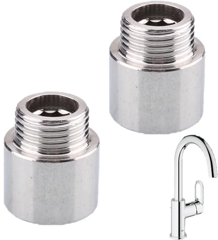 2 Stück Hahnverlängerung 1/2 Zoll,Wasserhahn Verlängerung Edelstahl,Wasserhahn Duschkopf Verlängerung,GewindeverläNgerung,Gewindefitting für Wasseranschluss,Absperrhahn,Armatur,Eckventile (Länge 2cm)