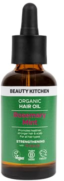 Beauty Kitchen - Rosemary Mint Strengthening Hair Oil – Lightweight Nourishing Oil with Rosemary and Mint for Scalp Care, Hair Growth and Frizz Control – 50ml