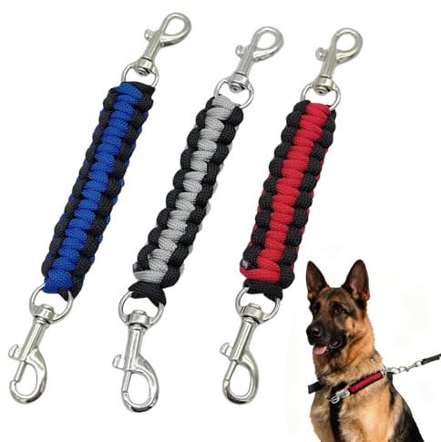 3 Pcs 360° Rotating Dog Collar Safety Clips and Lead Extenders | Durable Double Links from Collar to Harness for Walking and Running