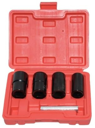 Tidevib 5-Piece Nut Remover and Bolt Extractor Set, 17-22mm CR-MO Sleeve Tool with 1/2-Inch Drive for Wrench, Ratchet, and Breaker Bar, Includes Storage Box