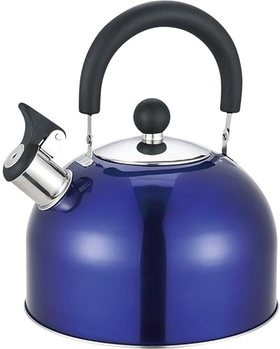 Stainless Steel 2.5L Whistling Tea Kettle, Large Stovetop Kettle for Gas Stove and Induction Hob, Heat Resistant Handle, Fast Boiling Hot Water Kettle (Metallic Purple)