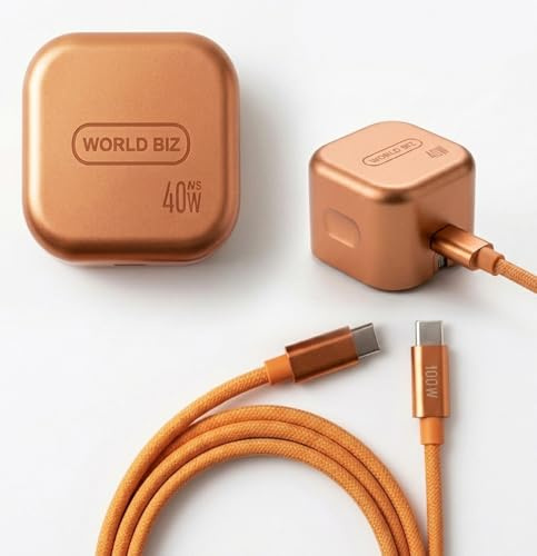 World biz for iPhone 17 16 15 Charger, 40W USB C Fast Charging Adapter with 2M Cable 100W [USBC to C], Orange PD Plug for iPhone 17/17 air/16/15/15/Pro/Pro Max, iPad Pro/Air/Mini