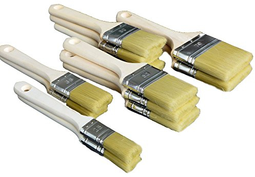 ROTIX Lackierpinsel-Set 12-teilig | Flachpinsel für Lasur Acrylfarben und Wasserlacke