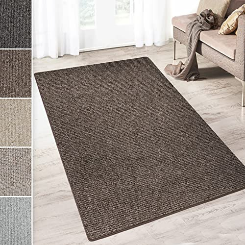 casa pura Teppich Läufer Carlton | Flachgewebe dezent Gemustert | Teppichläufer in vielen Größen | als Küchenläufer, Flurläufer (Braun - 80x200 cm)