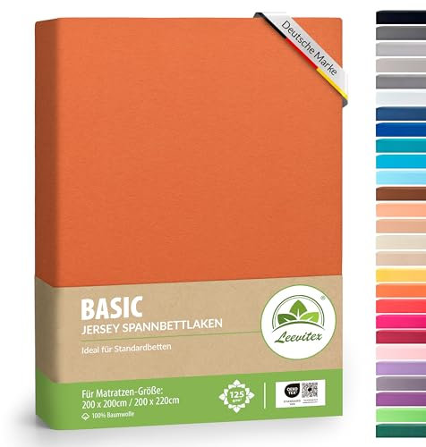 leevitex® Boxspringbett & Wasserbett Spannbettlaken | 100% Baumwolle | Markenqualität | Ökotex | 200 x 220 cm + 40 Steg - Terrakotta