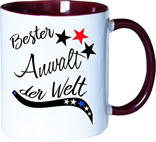 Mister Merchandise Becher Tasse Bester Anwalt der Welt. Kaffee Kaffeetasse liebevoll Bedruckt Beruf Job Arbeit Weiß-Bordeaux