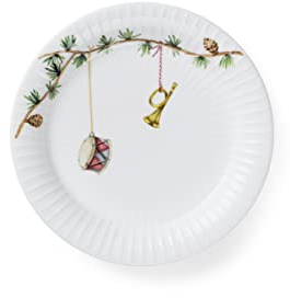 Plato Kähler Ø19 cm Hammershøi Christmas Hecho a Mano con Pintura de Acuarela, Blanco