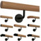 TIBU Buche Holz Handlauf Geländer 30-500cm im Set schwarze Halter Wandhandlauf Wand Treppe, Länge 200 cm mit 3 Halter Enden gefast
