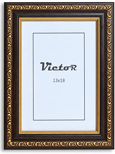 VictoR antiker - kunstvoller Fotorahmen „Chagall“ in Schwarz Gold - 13x18 cm Deko Bilderrahmen Vintage - geeignet für Urkunden - Zeugnisse - Bilderrahmen Schwarz 13x18 - Barock