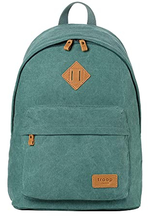 TRP0384 Troop London Heritage Canvas-Rucksack, lässiger Tagesrucksack, türkis, M