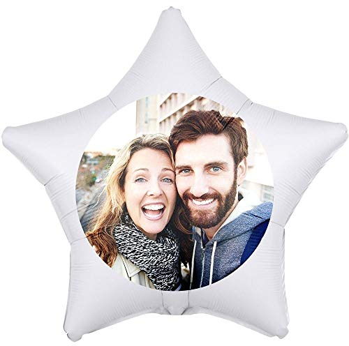 Personalisierter Foto-Ballon Stern 40cm zum selbst gestalten als Geschenkidee und Überraschung heliumgefüllt Weiß