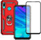 Yiakeng Cover per Huawei P Smart 2019 Con Proteggi Schermo, Custodia Slim Silicone Bumper Antiurto Telefono Case con Kickstand per Huawei P Smart 2019 (Rosso)