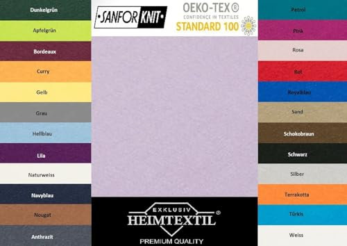 EXKLUSIV HEIMTEXTIL Jersey Spannbettlaken Premium Marke 90-100 x 200 cm 100% Baumwolle Öko - Tex Zertifiziert, Markenqualität, Matratzenhöhe bis 25 cm, Flieder