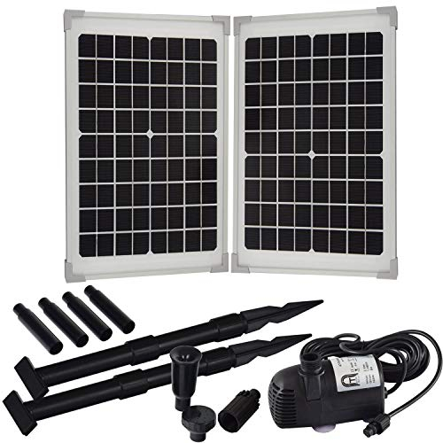 Agora-Tec® Solar Springbrunnenpumpen Teichpumpen - Set 20 Watt monokristallin Hmax.: 1360l/h Fontainenhöhe: 2,10m für Gartenteich oder Springbrunnen