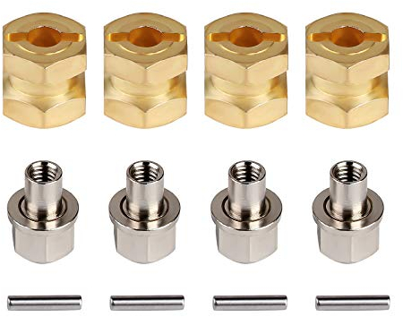 INJORA RC Sechskantnabe 12mm Messing Räder Sechskantnabe Verlängerung Sechskantantrieb Adapter für 1/10 RC Crawler Axial SCX10 90046 D90