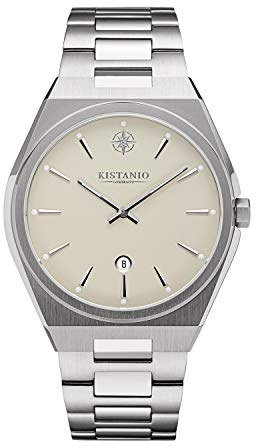Kistanio Milano Herrenuhr mit Edelstahlarmband 10ATM Saphirglas Creme SI-CR-S