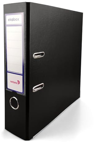 Netuno 1x Ringbuch DIN A4 breit Schwarz 8cm Kunststoff PP | Büroordner Ordner 2-Ring-Mechanik für A4-Dokumente Büro Studium Homeoffice Ordnungssystem Aktenaufbewahrung Dokumentenablage