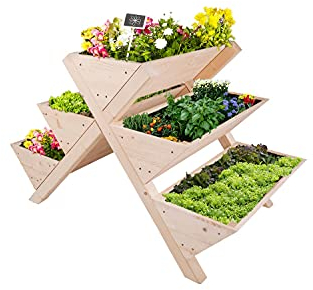 empasa Stufen Hochbeet 'Level', Etagenhochbeet Pflanzentreppe Blumentreppe aus Holz, 121 x 80 x 80 cm