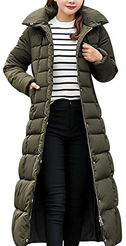 Onsoyours Femme Doudoune Longue Hiver Chaud Veste Matelassee Parka à Capuche Manteau Élégant Casual B Vert 3XL