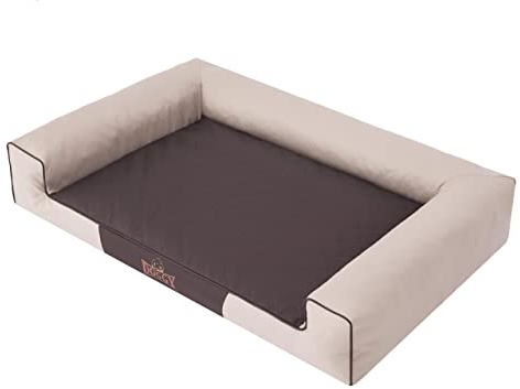 DOGGY Haustierbett Hundeliegen Kissen Hundebett Liegen Hundekissen Bett Sofa Hundekorb Tierbett Hundesofa Hundematratze: Beige mit Braun Matratze, XXL - 118 x 78 cm