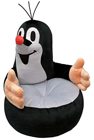 Zdeněk Miler Stuhl Sessel Hocker für Kinder Original Der Kleine Maulwurf Schwarz, 42x50x48 cm, Nest Plüsch Stofftier Niedliches Spielzeug, Sitzgelegenheit Entspannen Spielzimmer Schlafzimmer Möbel