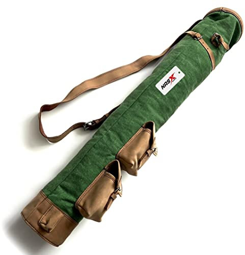 NASX Sports® Canvas Fabric & Genuine Leather Golf Bag Pencil Carry Bag with Two Pockets