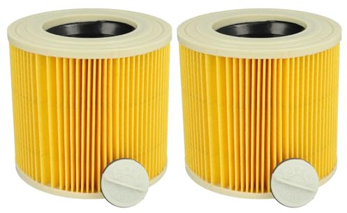 vhbw Filterset 2x Faltenfilter kompatibel mit Kärcher A 2236 X pt | A 2251 Me F1 Nass- & Trockensauger - Filter, Patronenfilter, Gelb