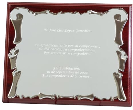 Calledelregalo Placa de homenaje personalizada con texto grabado, un Regalo de reconocimiento, una Placa decorativa personalizada con base de madera y estuche de regalo incluido