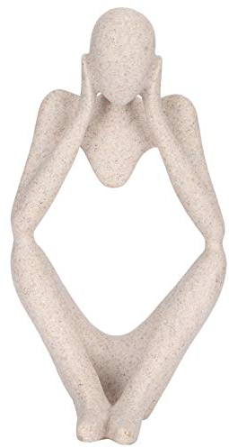 Natudeco Harz-Denker-Skulptur, Sandstein, Menschen, nachdenkliche Figur, nordische abstrakte Kunstwerke, Handwerkssammlung, Einweihungsdekorationen für Zuhause, Büro, Bücherregal, Desktop