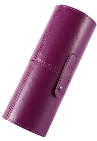 Agatige Travel Makeup Brush Holder, Large Leather Makeup Brushes Case Bag Cup with Lid Portable Brushes Storage Case Countertop Dustproof Cosmetics Organizer for Women and Girls