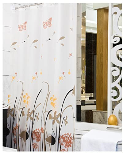 FANIVIN Rideau de Douche imperméable en Polyester Rideaux Baignoire avec Crochets Lavable en Machine Blanc Largeur 150cm Hauteur 200cm