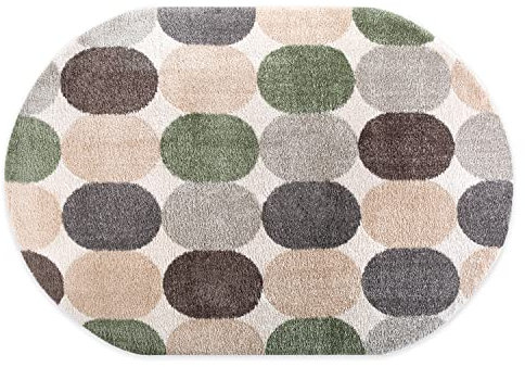 DomDeco Hochflorteppich Oval Exempt, weicher 22mm Shaggy-Flor, 160 x 229 cm in Beige-Grün