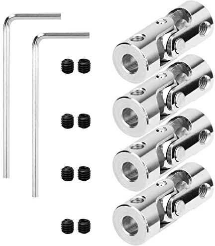 Evarbuild 4 Paquets de Connecteur de Couplage de Cardan à Joint Universel en Acier de 4 Mm à 4 Mm, Accessoire de D'Arbre de Moteur de Bricolage de ModèLe Rotatif