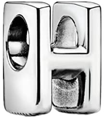 GHMIOU Buchstaben Charms 925 Sterling Silber Alphabet Charm Anhänger für Europäischen Armband Halskette (H)