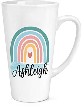 Personalised Colourful Rainbow Name 17oz Large Latte Mug Cup