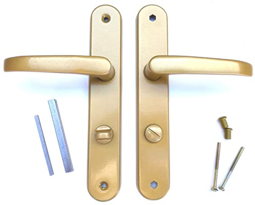MonJar Langschild Türbeschlag Türdrücker Türgriff Türklinke Drückergarnitur Links Rechts Gold 72mm (WC-Badzimmer)