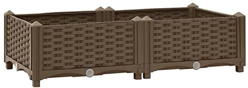 Homgoday Aiuola Rialzata in Polipropilene, Marrone, 80x40x23 cm, Perfetta per Giardino, Balcone o Patio