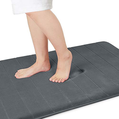 Yimobra Badematte rutschfest, 90 x 60 cm, Super Wasseraufnahme, Dick, Maschinenwaschbar, Leicht zu Trocknen Badezimmerteppich – Dunkelgrau