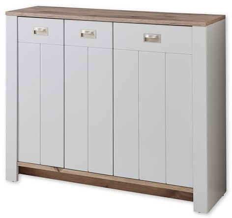 Dijon Schuhschrank in Ashgrey, Viking Oak Optik - Modernes Schuhregal mit viel Stauraum für Ihre Schuhe - 130 x 105 x 38 cm (B/H/T)
