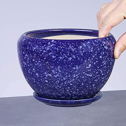 Keramik-Blumentopf für den Innenbereich, Landschaft, Topfpflanzen, Blumentopf mit Drainageloch, Sukkulenten, Kakteen, Kräuter, Pflanzen, Blumentopf, Außenbalkon, atmungsaktive Pflanztöpfe (Größe: 13 x