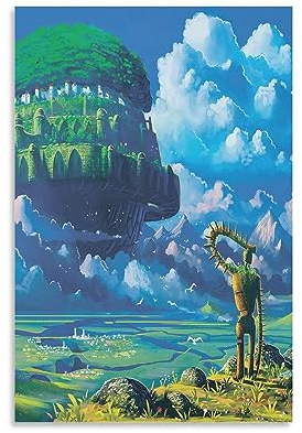 Studio Ghibli Castle in the Sky Leinwand-Kunst, 30,5 x 45,7 cm, Vintage-Manga-Poster für Wohnzimmer-Wände