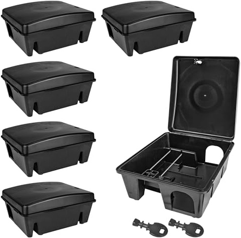 6X Köderstation Ratten Mäuse Köderbox Garten Mausfalle Rattenköderbox Box Rattenfalle Rattenköderstation Kinder- Haustiersicher Mäusebox Koederbox Gift Petigi