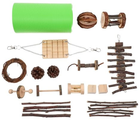 Housoutil Small Animal Toys 1 Set Hamster Toy Wooden Frame Iron Small Hamster Swing