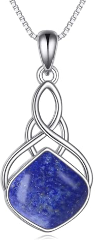 YAFEINI Lapis Lazuli Kette Sterling Silber Lapis Anhänger Halskette Irischer keltischer Knoten Tropfen Kette Schmuck Weihnachts Geschenke für Damen Mädchen