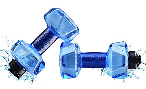 LEMCC 2 Mancuernas de Agua, Mancuernas Rellenables con Agua, Mancuernas Flotantes de Agua, Pesas de Agua para Ejercicios de Piscina, Barras de Mano de Natación, Equipo de Aeróbic Acuático para(Azul)