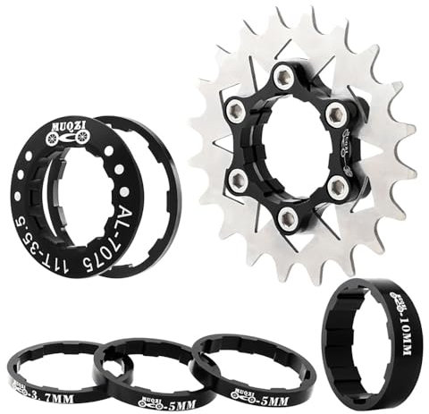 KTKEET MTB Single Speed Kassette Zahnrad Fahrrad Freilauf Ritzel 12/13/14/15/16/17/18/19/20/21/22T Single Speed Fixie Kassette + Abstandshalter für 7-10S HG Naben, Rennrad, Mountainbike (Schwarz, 20T)