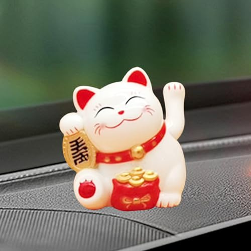 Auto Solar Winken Händen Glückliche Katze,Lucky Cat Solar Wackelfiguren(A) | Tanzende Winkekatze, Solarfigur Statue Auto Armaturenbrett Ornamente, Wackelfigur für Auto Haus Oder Büro