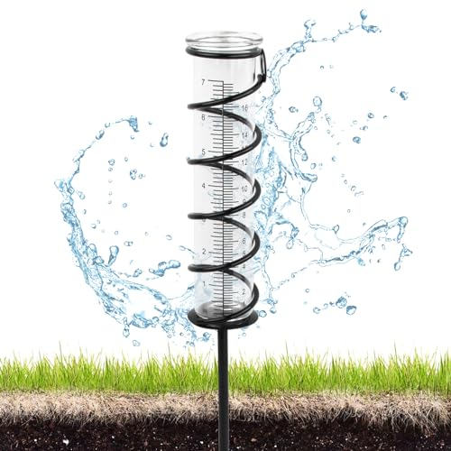 RapidbokPluviomètre Extérieur, Pluviomètre de Jardin de 17 cm,Pluviomètres en Verre avec Piquet, Pluie Tube de Mesure, Pluviomètre Amovible pour Pelouse, Pluviomètre en Verre pour Jardin, pelouse